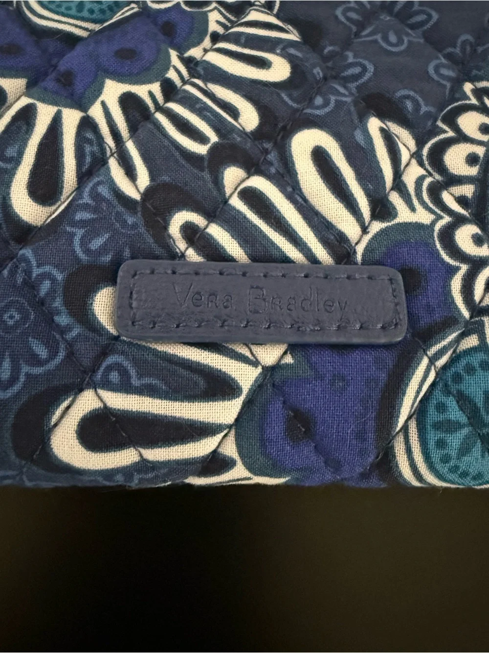 Vera Bradley Navy and White Floral Zip Cosmetic Pouch